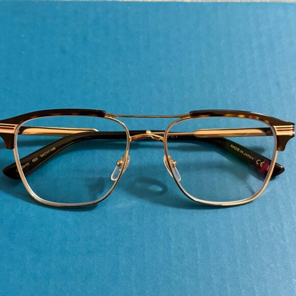 GUCCI GG0241O 001 54mm Brown Havana Gold Eyeglasses Frames - Picture 1 of 10